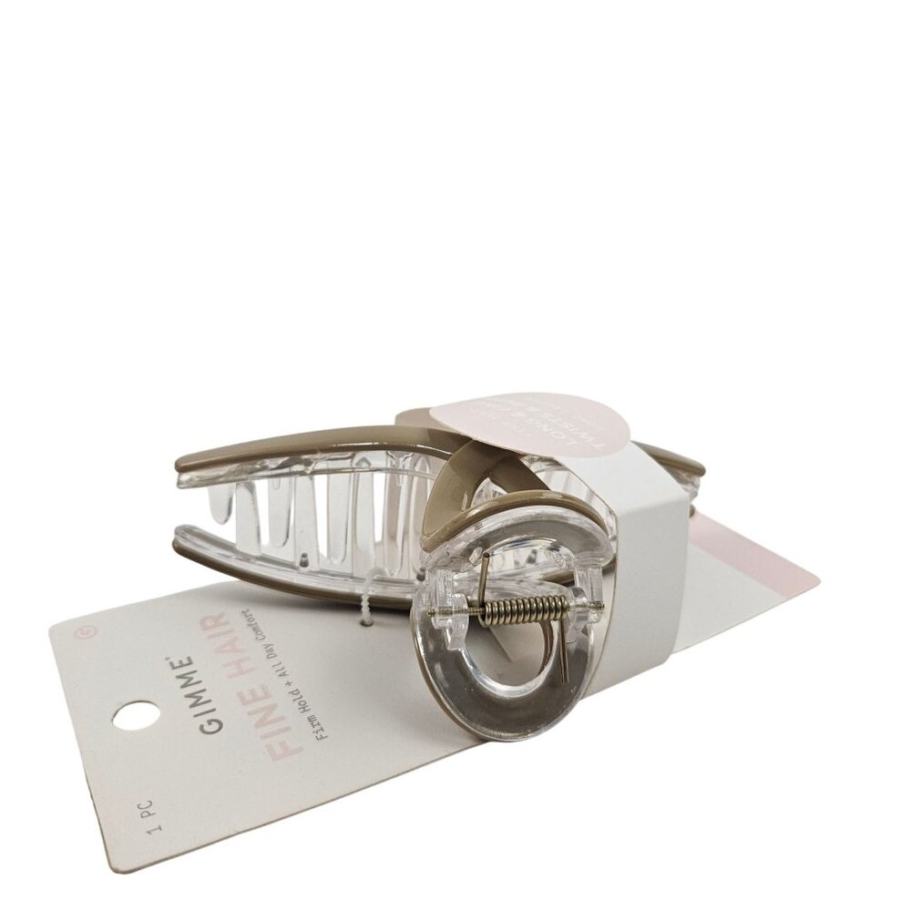 Gimme Premium Claw Clip Set of 2 For Fine Hair Tan Clear Teeth Curved NIP - Picture 9 of 11